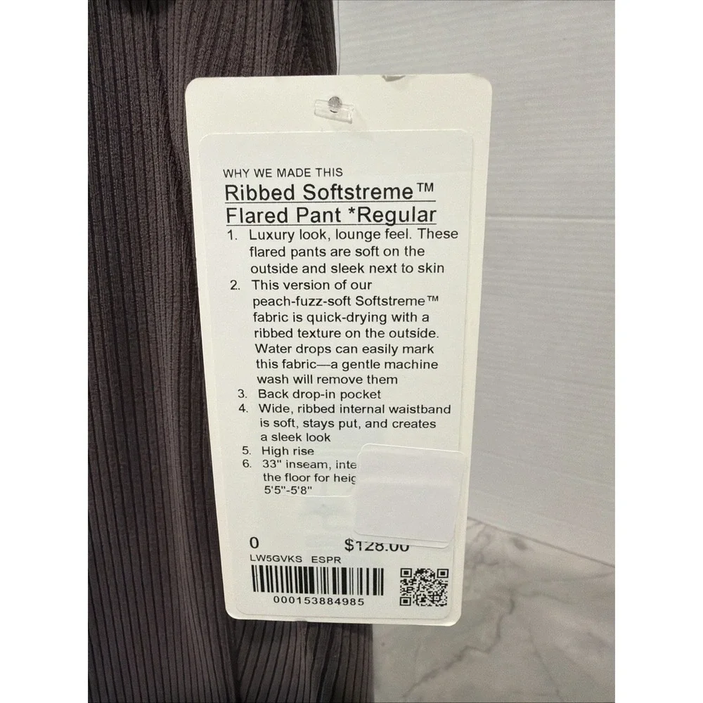 Lululemon Ribbed Softstreme Flared Pant Regular NWT Size 0 LW5GVKS Espresso ESPR